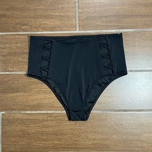 Shade & Shore Black High Waisted Swim Bottoms